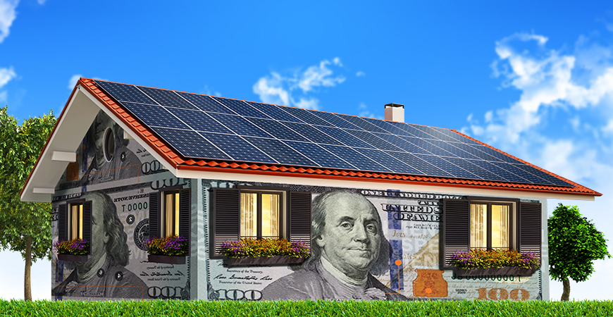 House with solar panels on the roof